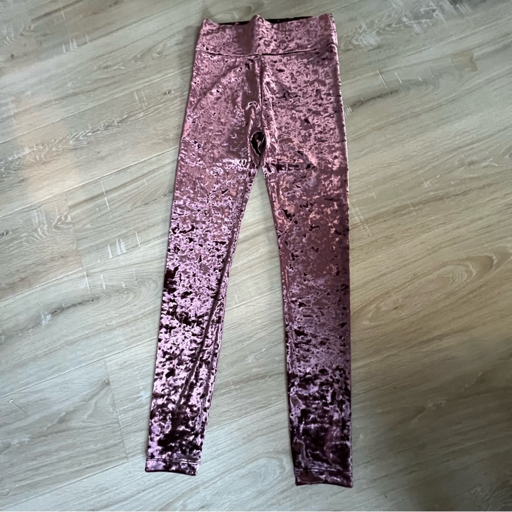 Lou & Grey Women’s Crushed Velvet Velour Leggings Size XS Plum Stretch
